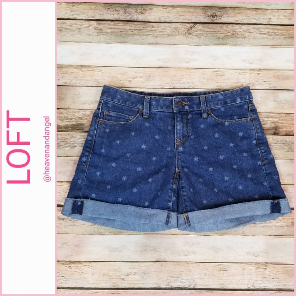 Ann Taylor Loft Original Star Print Denim Shorts